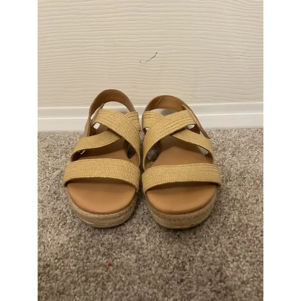 Marc Fisher Nalan Trail Sandals | Natural Raffia Crisscross Comfort Sandals,sz 8 - Picture 3 of 8